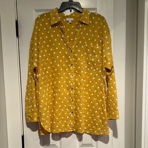 J. Jill Yellow Blouse with White Dots